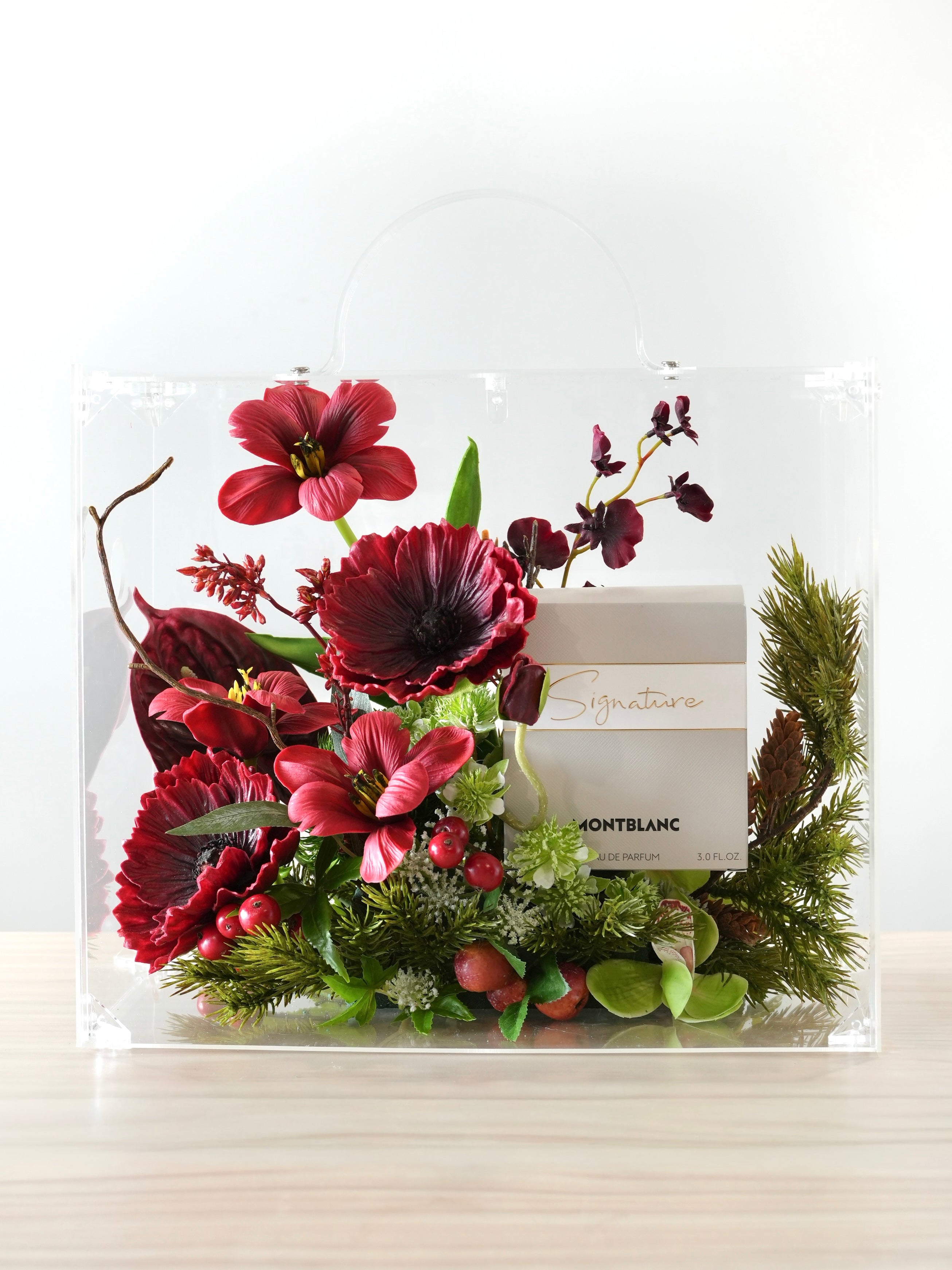 ACRYLIC FLOWER SUITCASE - Christmas Edition - Red & Green